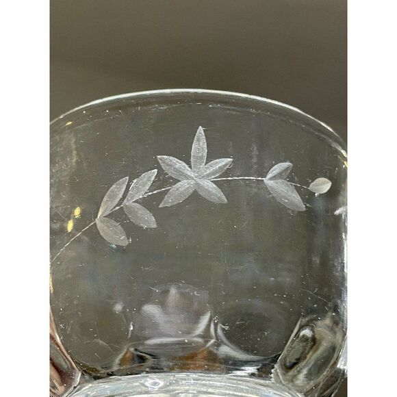 Vintage Etched Clear Depression Glass Sugar Bowl and Creamer Set 4 Pieces - Picture 3 of 5